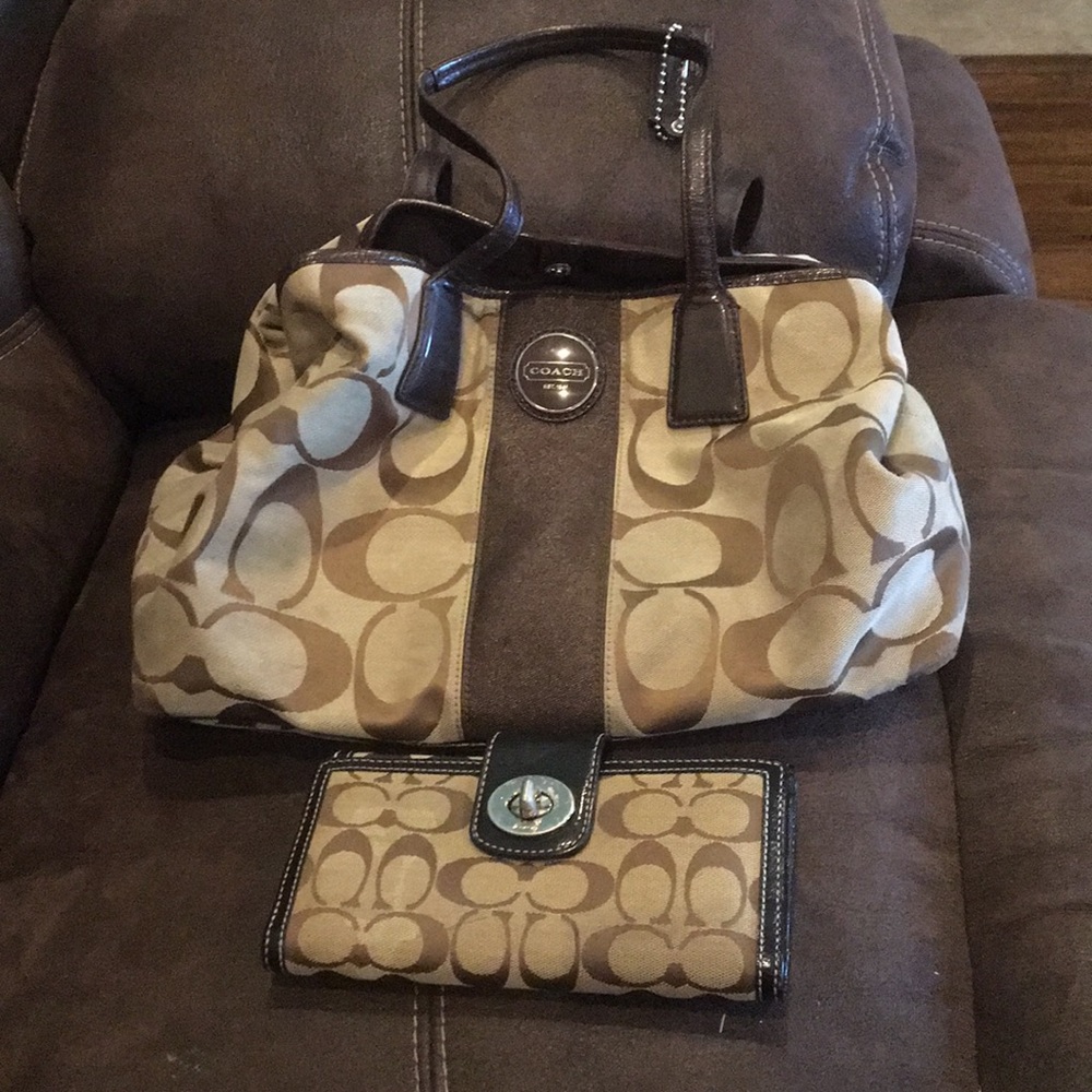 Coach bag with matching wallet